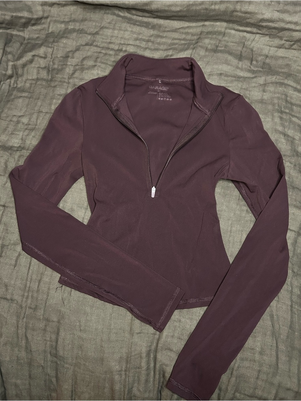 Garage Womens brown Quarter-Zip Long Sleeve Top